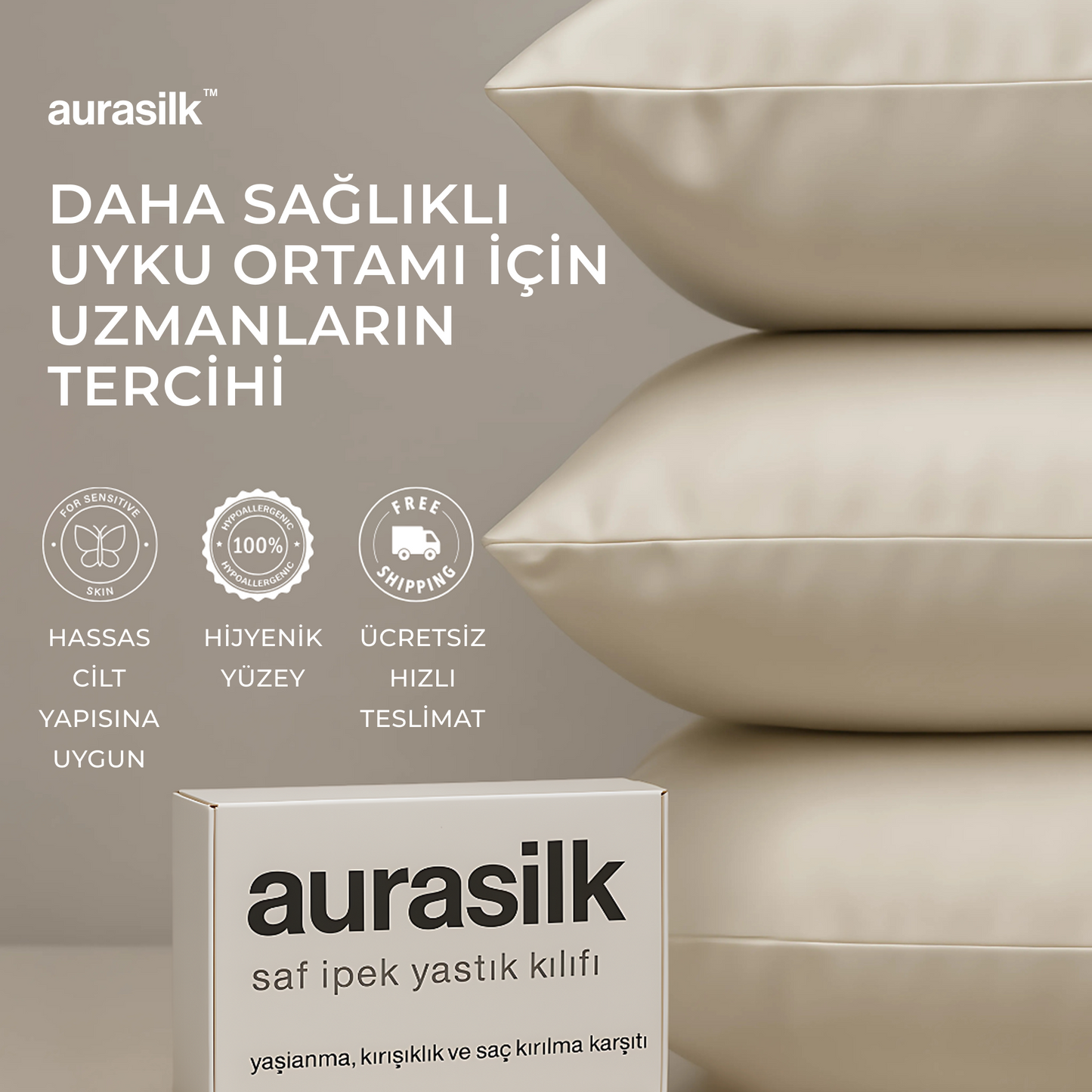 DUT İPEK BEJ YASTIK KILIFI